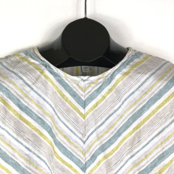Coldwater Creek Striped 100% Linen Top Women's Petite Medium Casual Summer Woven - Picture 3 of 11